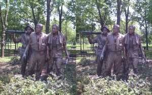 Stereogram of Statue at the Vietnam War Memorial, Washington, DC