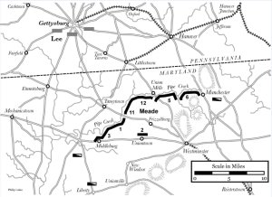 The Pipe Creek Line as designed by the Army of the Potomac's engineers
